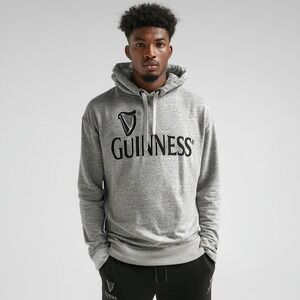 Guinness Gray Hoodie Men's‎ Small Streetwear Athleisure Minimalist Logo Pullover